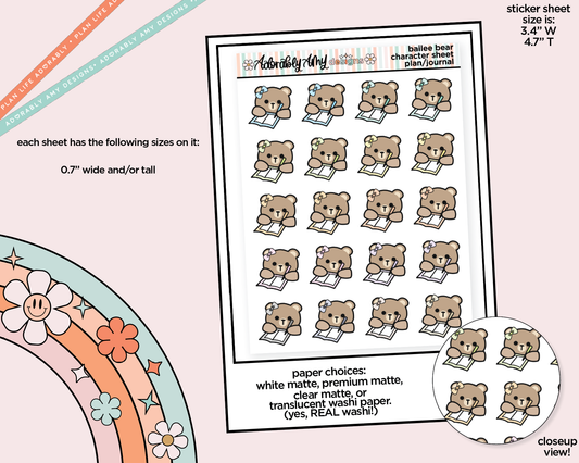 Bailee Bear Planning/Journaling Decoration Planner Stickers