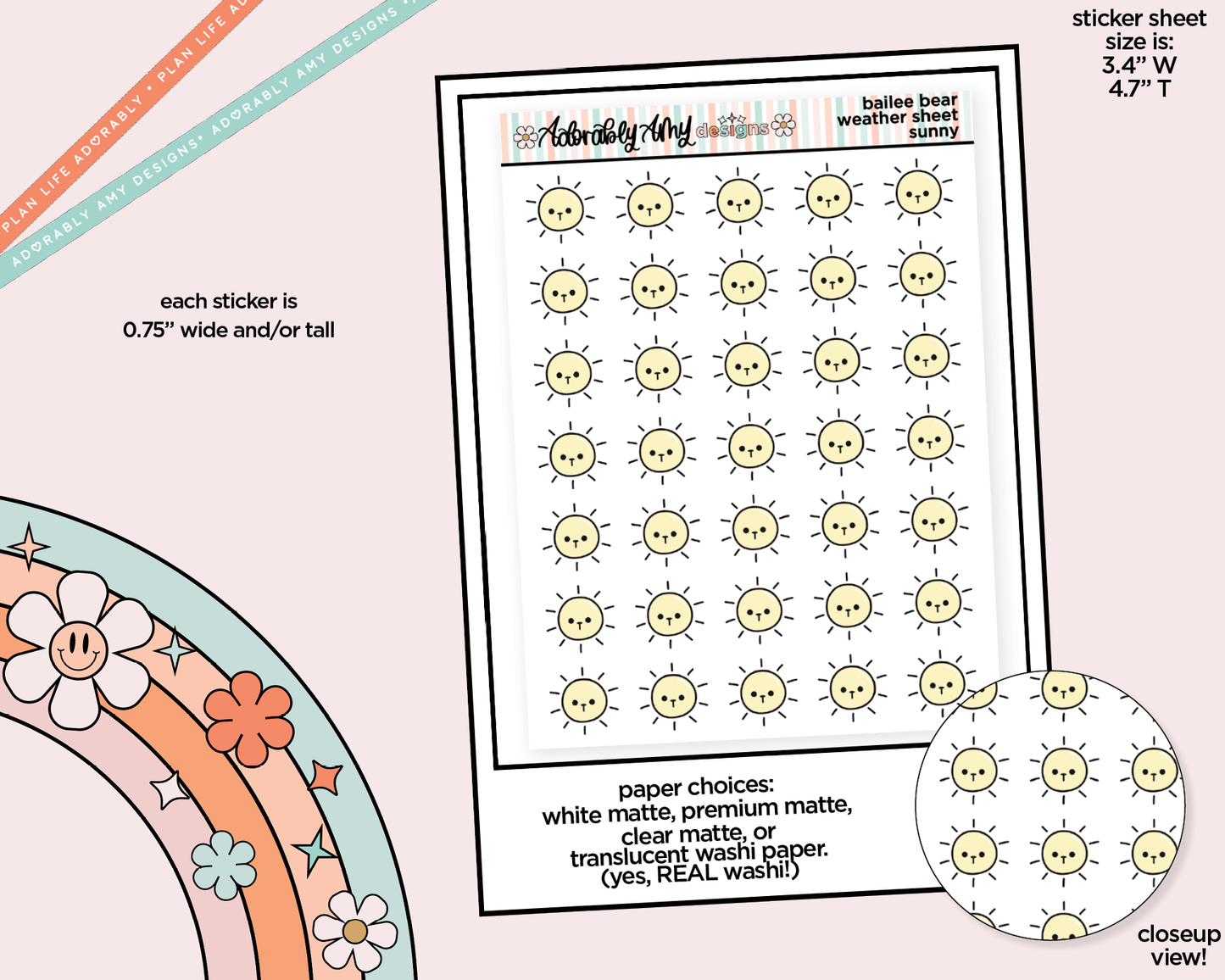 Bailee Bear Weather Stickers Decoration Planner Stickers