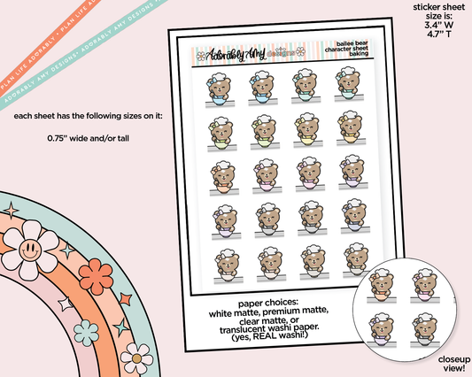 Bailee Bear Baking Decoration Character Planner Stickers
