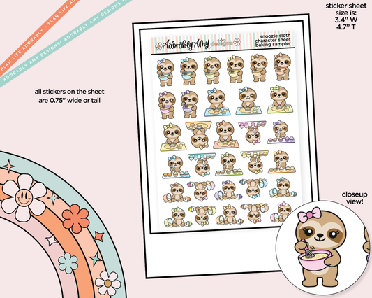 Snoozie Sloth Baking Day Sampler Decoration Character Planner Stickers