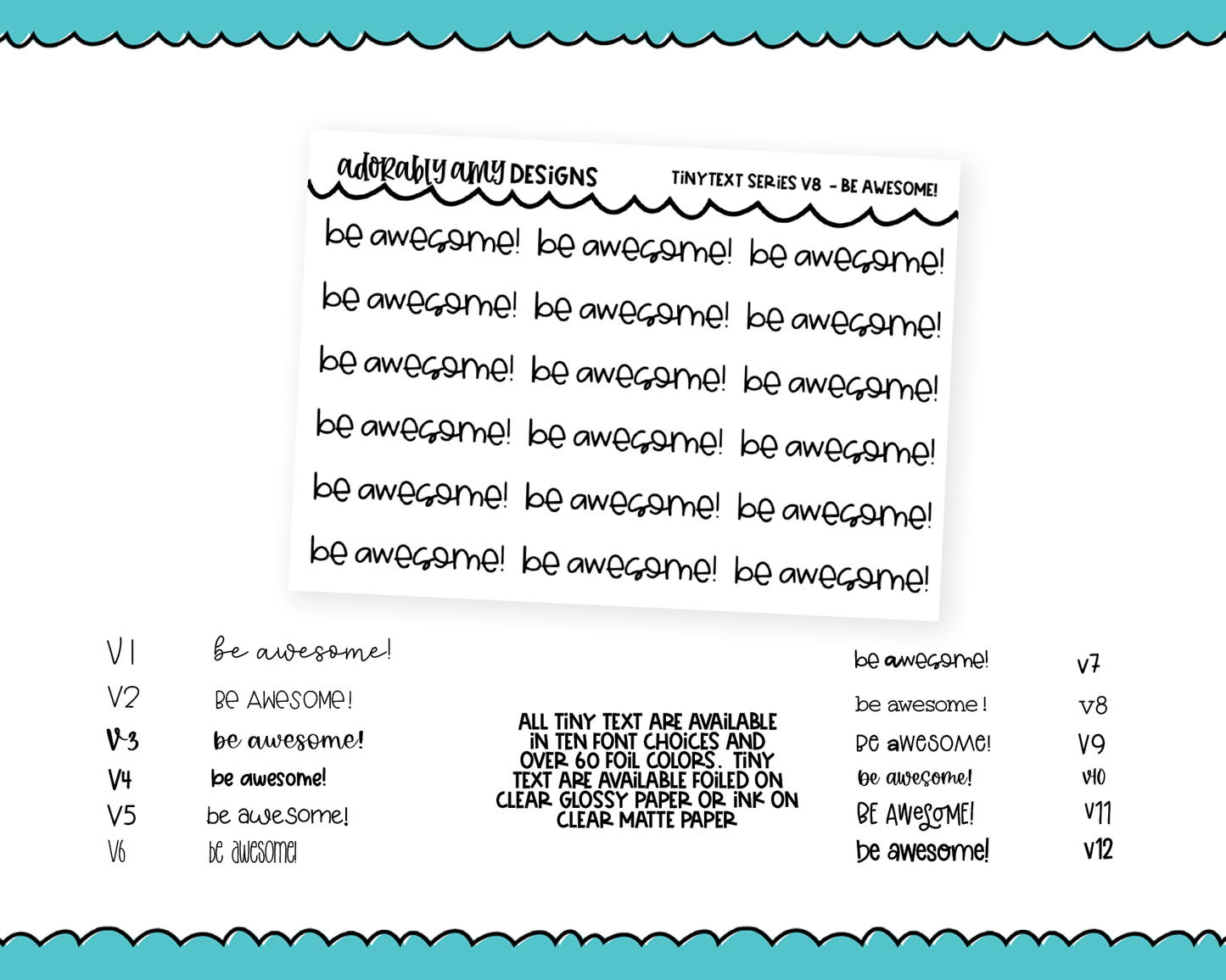 Foiled Tiny Text Series - Be Awesome! Checklist Size Planner Stickers for any Planner or Insert