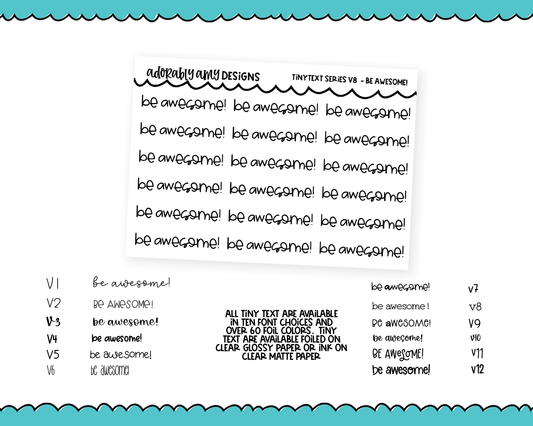 Foiled Tiny Text Series - Be Awesome! Checklist Size Planner Stickers for any Planner or Insert