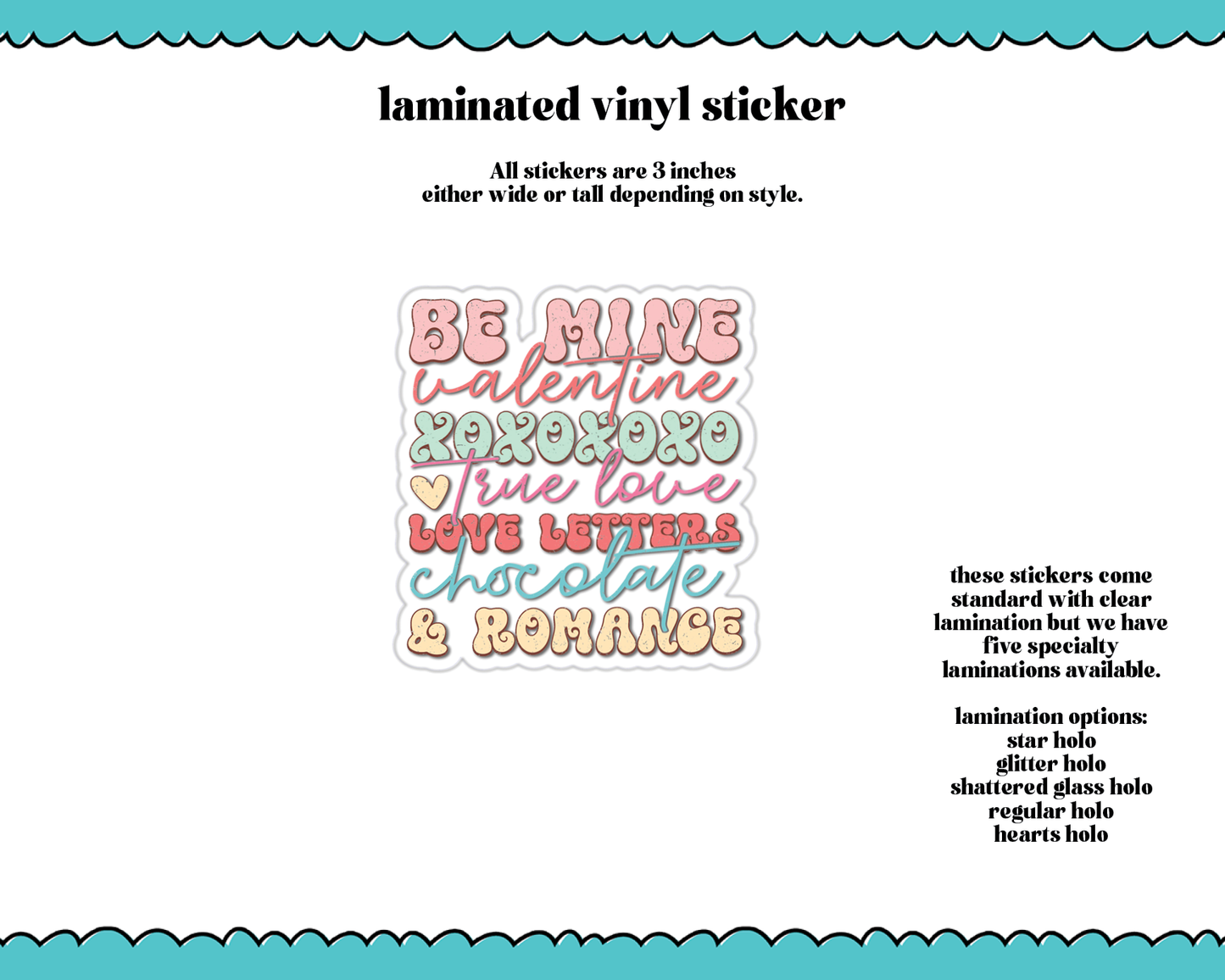 Laminated Vinyl Large Diecut Stickers- Valentine List