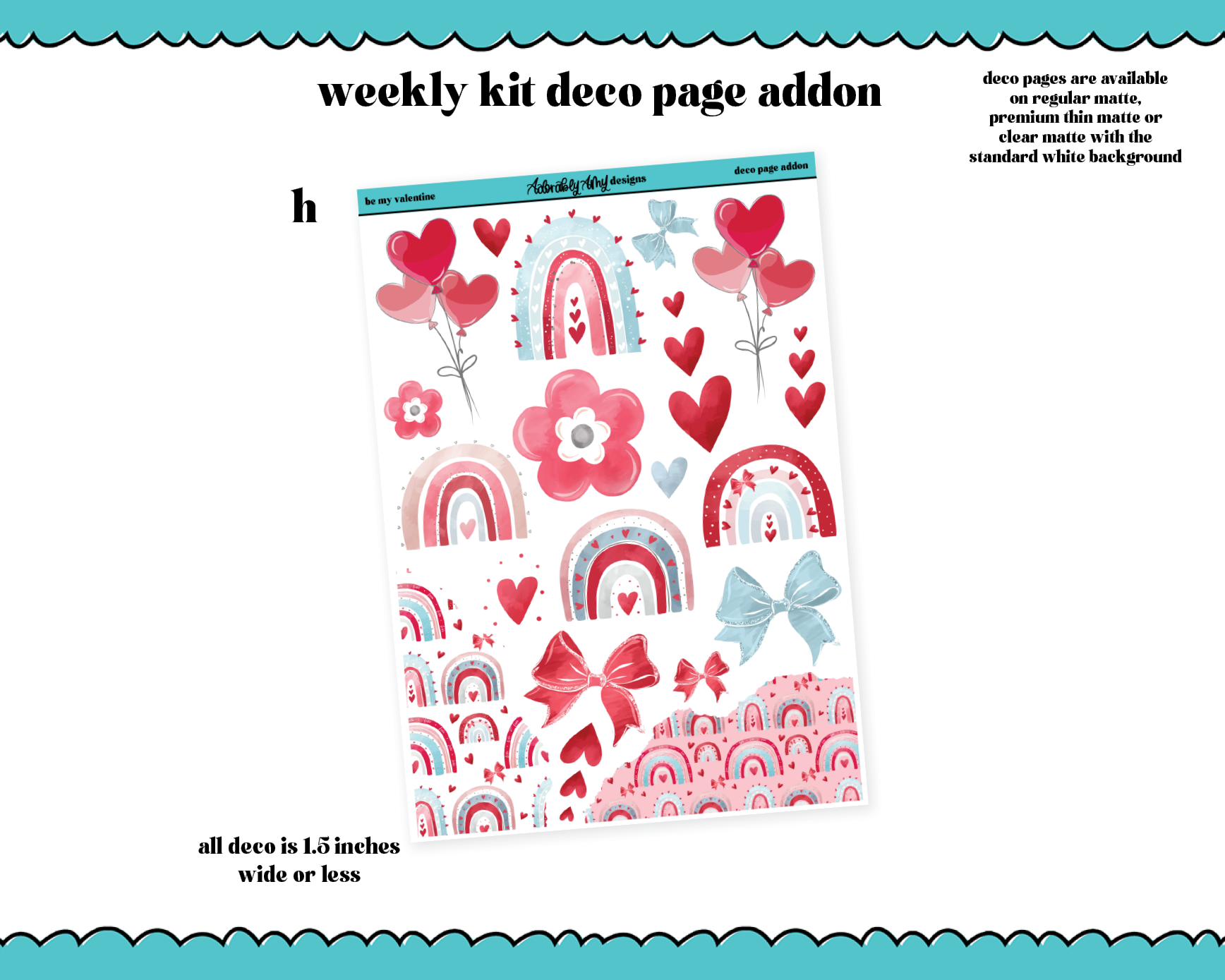 Mini B6 Be My Valentine Watercolor Weekly Planner Sticker Kit sized fo –  Adorably Amy Designs