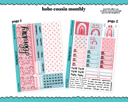 Hobonichi Cousin Monthly Pick Your Month Be My Valentine Watercolor Planner Sticker Kit for Hobo Cousin or Similar Planners