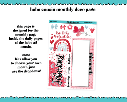 Hobonichi Cousin Monthly Pick Your Month Be My Valentine Watercolor Planner Sticker Kit for Hobo Cousin or Similar Planners