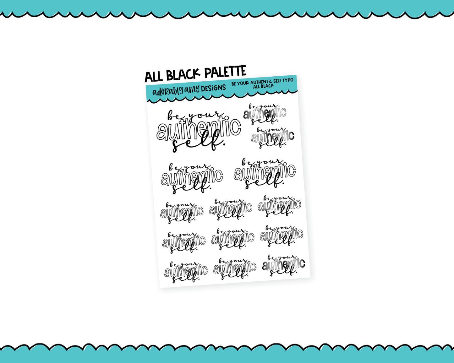 Rainbow or Black Be Your Authentic Self Typography Planner Stickers for any Planner or Insert