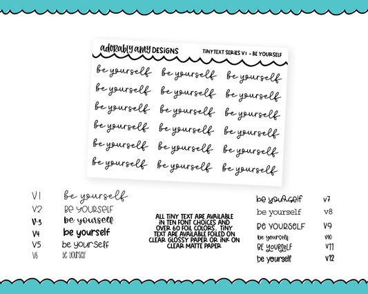 Foiled Tiny Text Series - Be Yourself Checklist Size Planner Stickers for any Planner or Insert