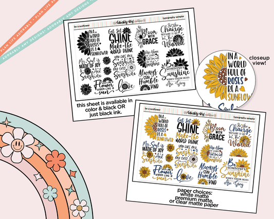 Be a Sunflower Deco Typography Sampler Planner Stickers