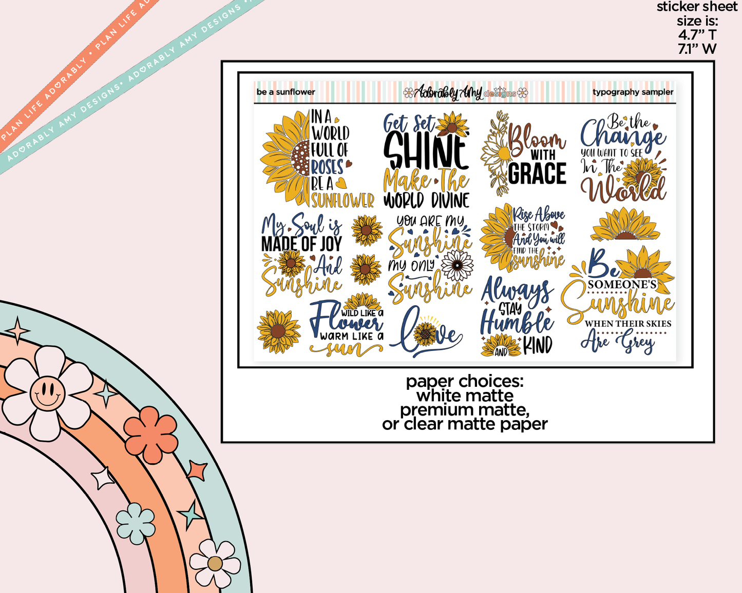 Be a Sunflower Deco Typography Sampler Planner Stickers