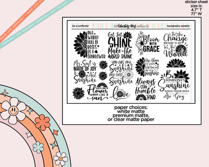 Be a Sunflower Deco Typography Sampler Planner Stickers