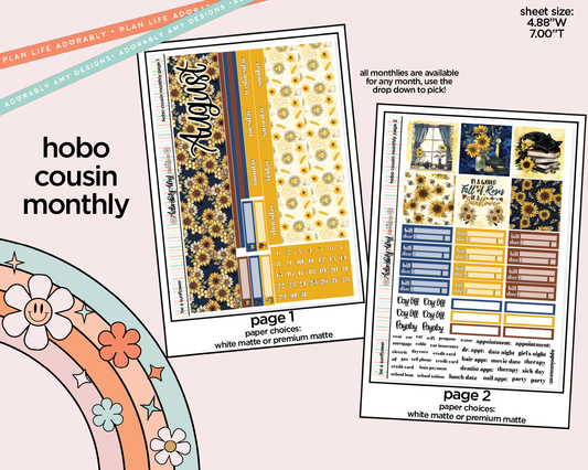 Hobonichi Cousin Monthly Pick Your Month Be a Sunflower Planner Sticker Kit for Hobo Cousin or Similar Planners