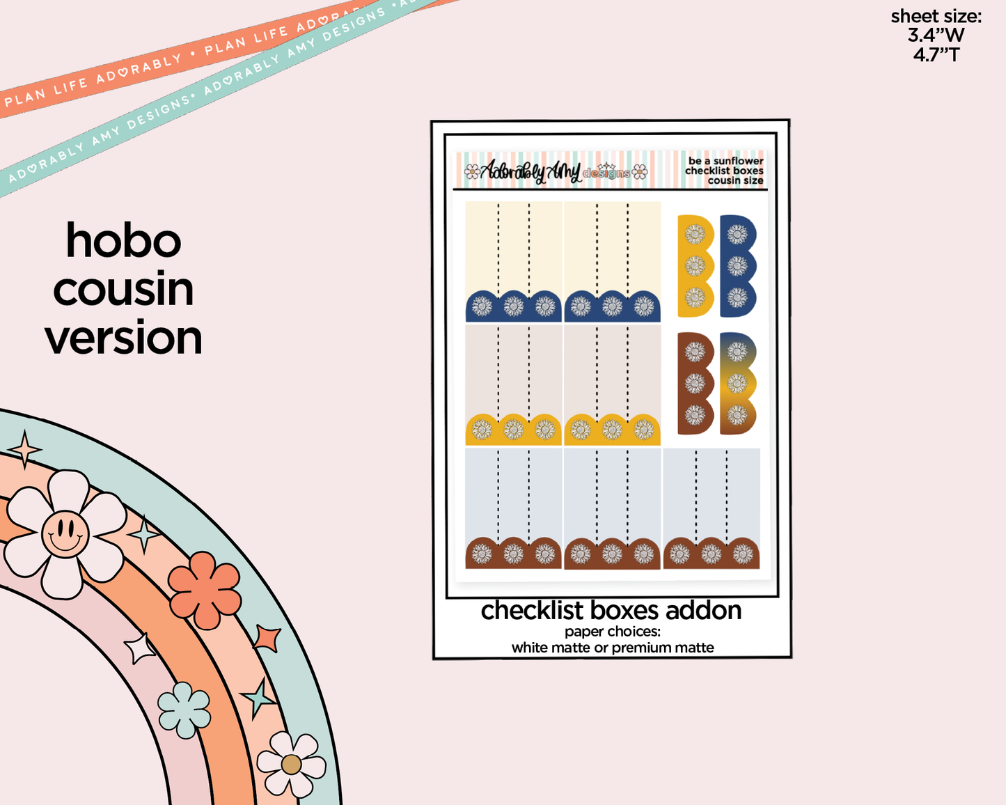 Hobonichi Cousin Weekly Be a Sunflower Planner Sticker Kit for Hobo Cousin or Similar Planners