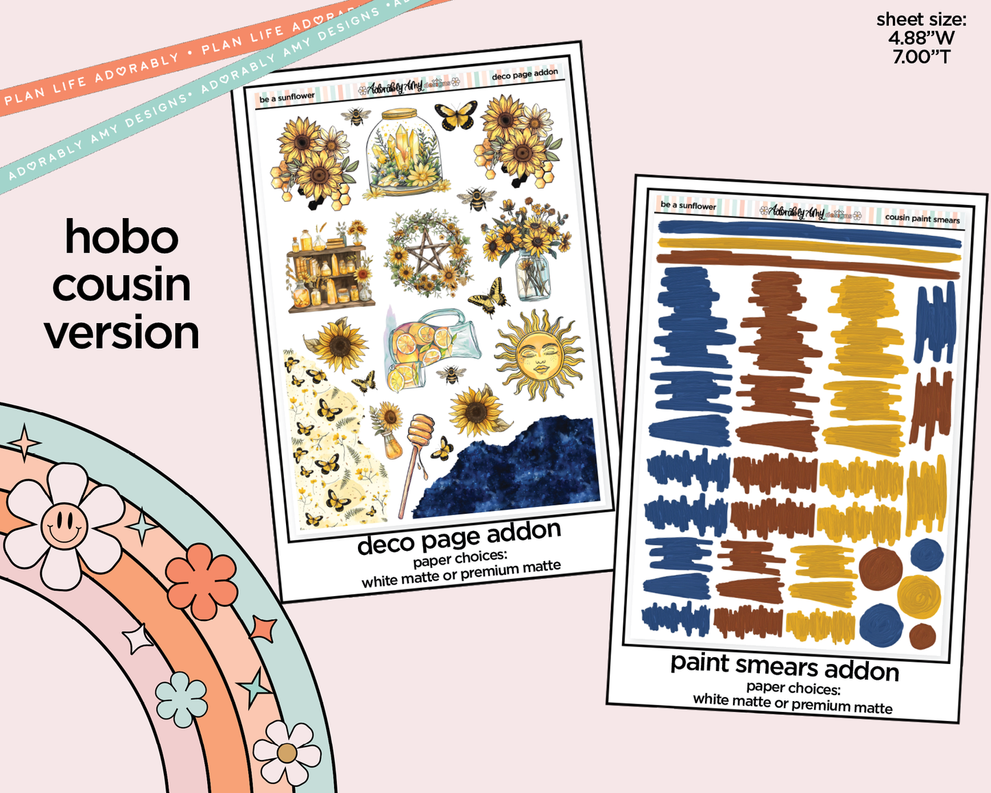 Hobonichi Cousin Weekly Be a Sunflower Planner Sticker Kit for Hobo Cousin or Similar Planners