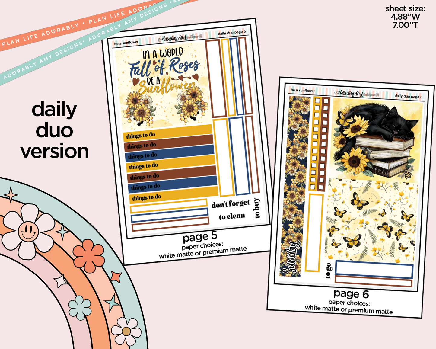 Daily Duo Be a Sunflower Weekly Planner Sticker Kit for Daily Duo Planner