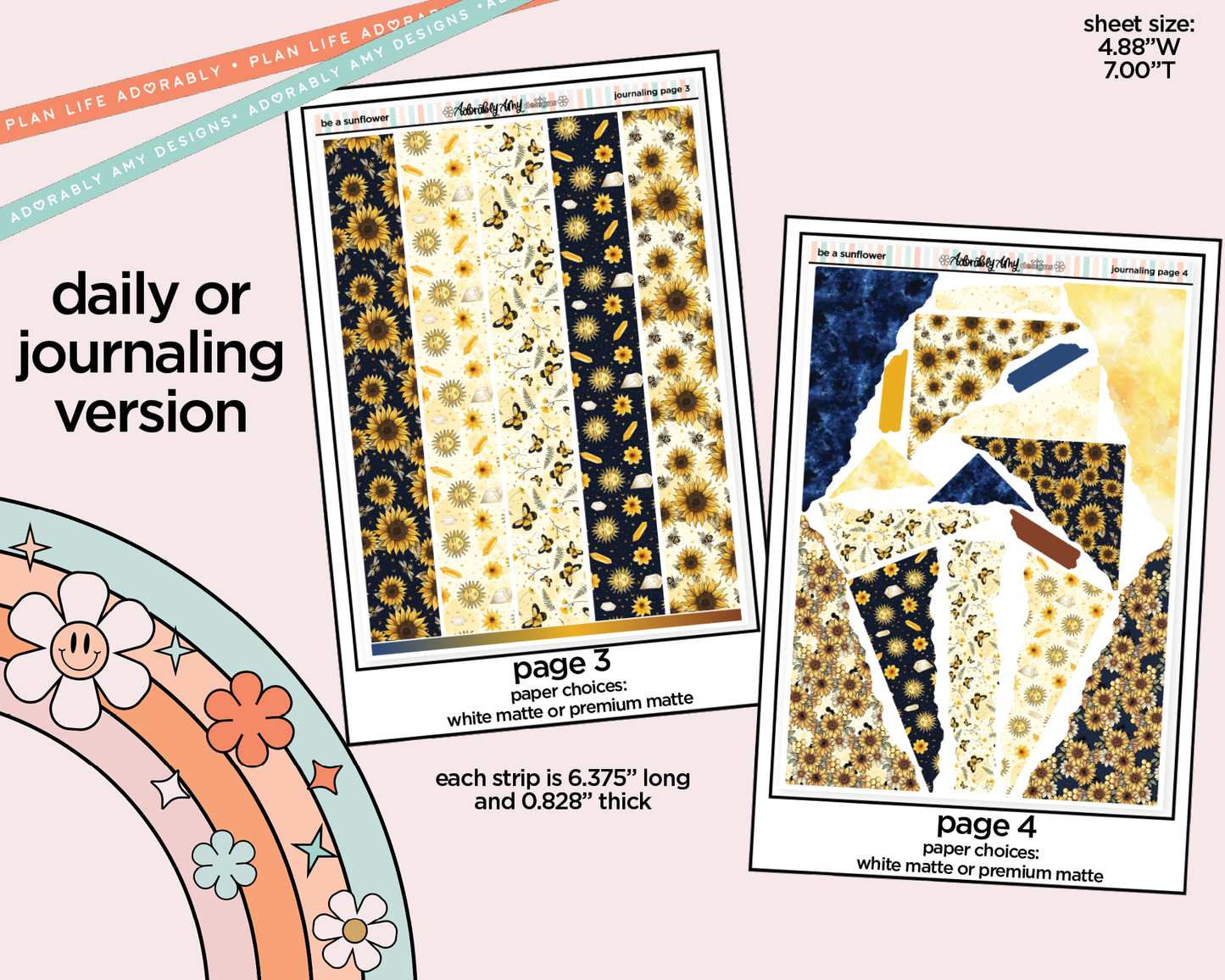 Journaling and Daily Planning Be a Sunflower Planner Sticker Kit