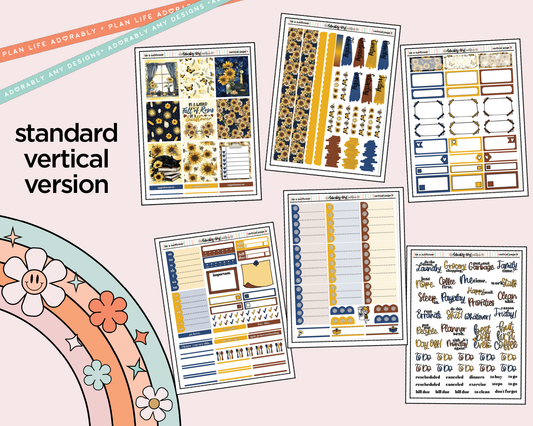 Vertical Be a Sunflower Weekly Sticker Kit for Vertical Standard Size Planners or Insert