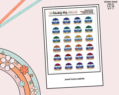 Rainbow Beach - Beach Day Doodled Icon Stickers - Adorably Amy Designs