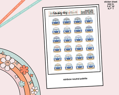Rainbow Beach - Beach Day Doodled Icon Stickers - Adorably Amy Designs