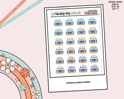 Rainbow Beach - Beach Day Doodled Icon Stickers - Adorably Amy Designs