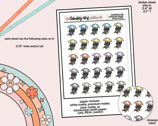 Toothless Cat Beach Babe Decoration Character Planner Stickers