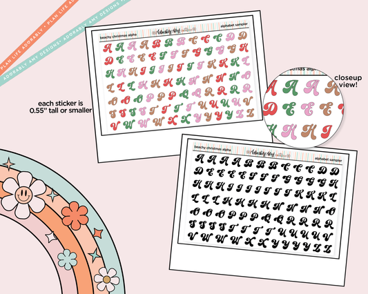 Beachy Christmas Alphabet Stickers Deco Typography Sampler Planner Stickers - Adorably Amy Designs