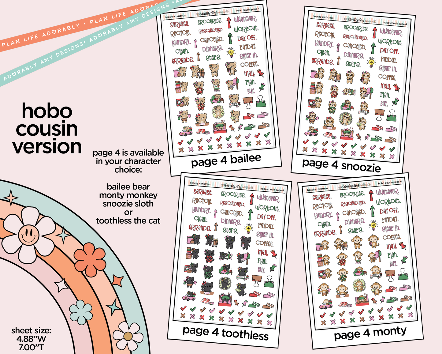 Hobonichi Cousin Weekly Beachy Christmas Planner Sticker Kit for Hobo Cousin or Similar Planners