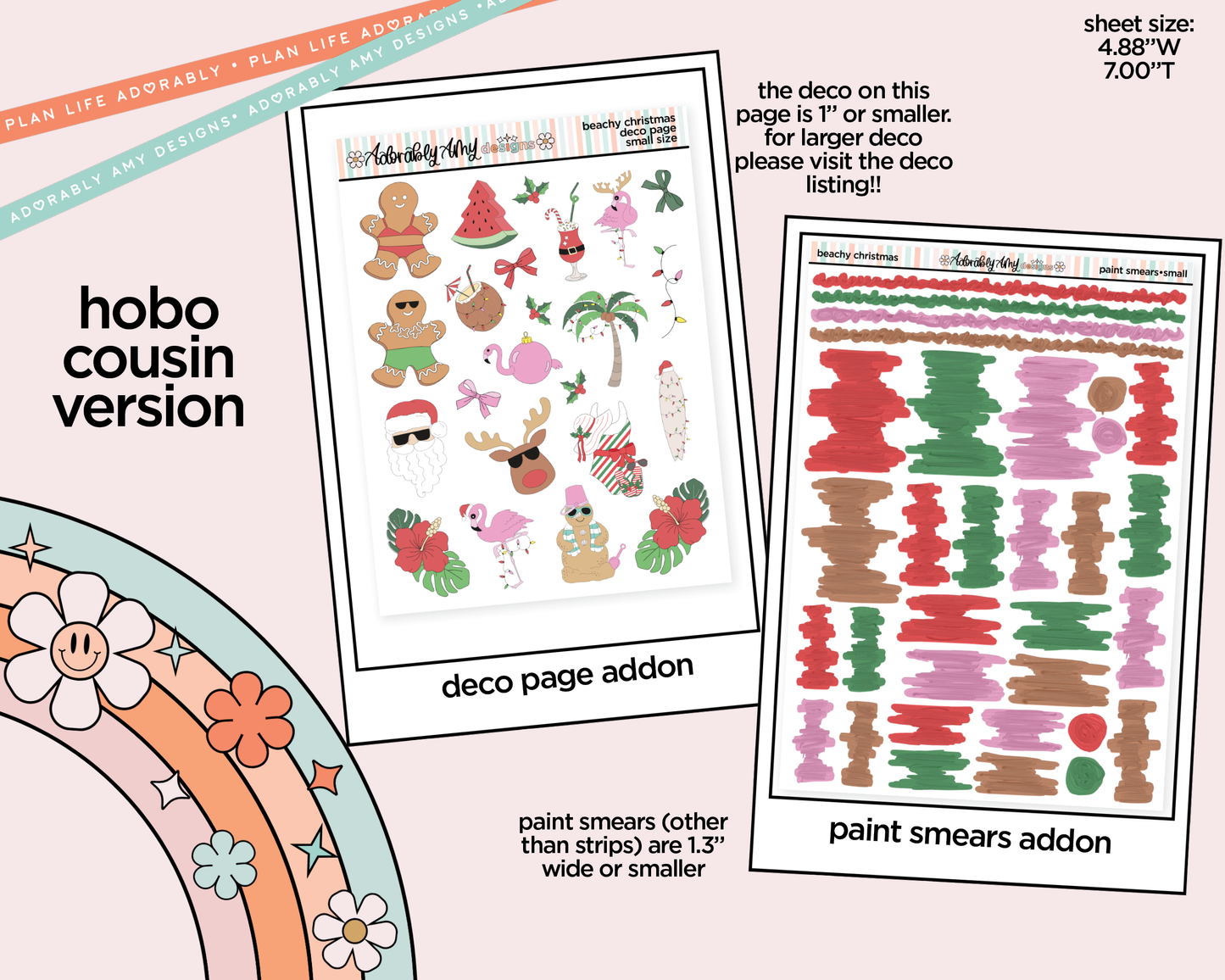Hobonichi Cousin Weekly Beachy Christmas Planner Sticker Kit for Hobo Cousin or Similar Planners