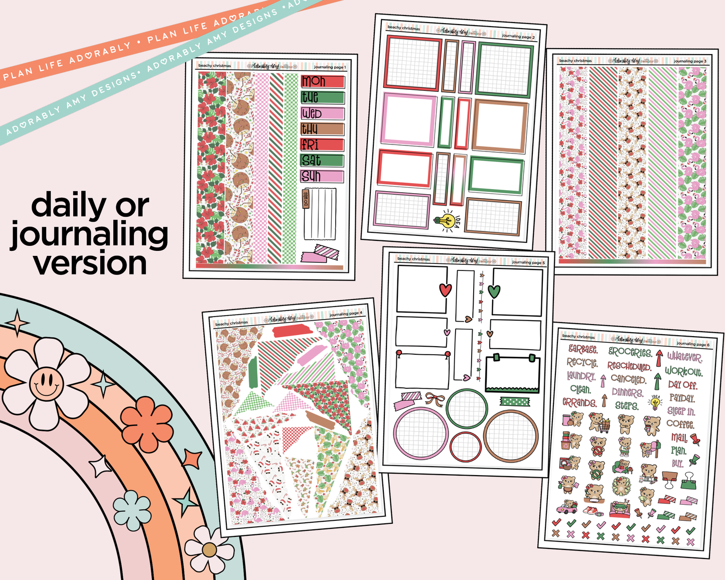Journaling and Daily Planning Beachy Christmas Planner Sticker Kit