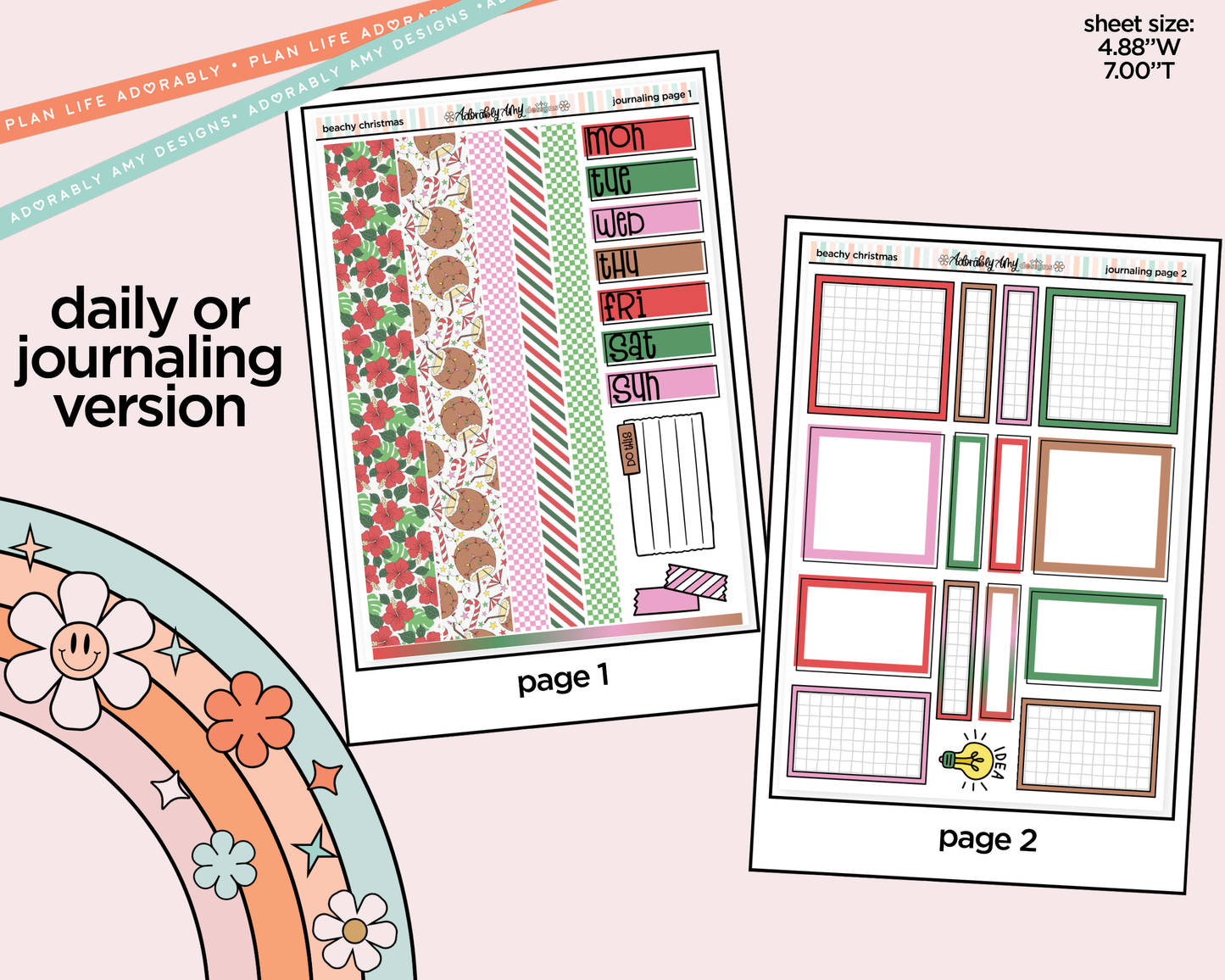 Journaling and Daily Planning Beachy Christmas Planner Sticker Kit