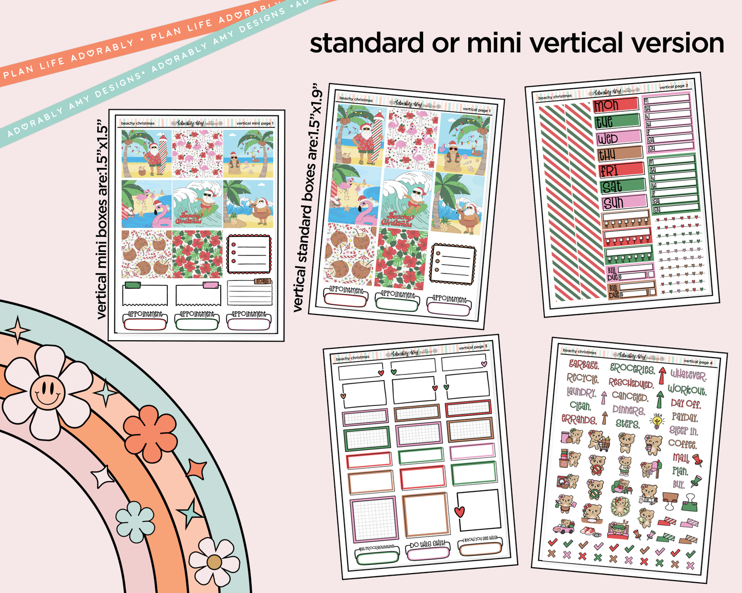 Vertical Beachy Christmas Kit for Vertical Standard Size Planners or Insert