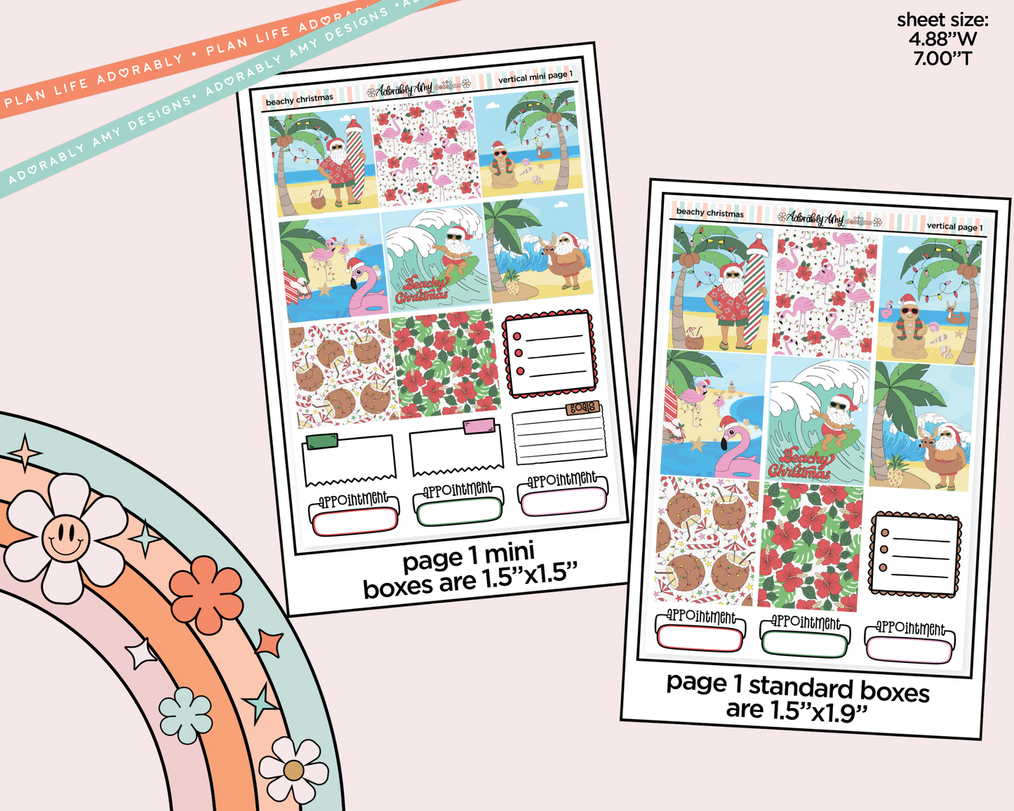 Vertical Beachy Christmas Kit for Vertical Standard Size Planners or Insert