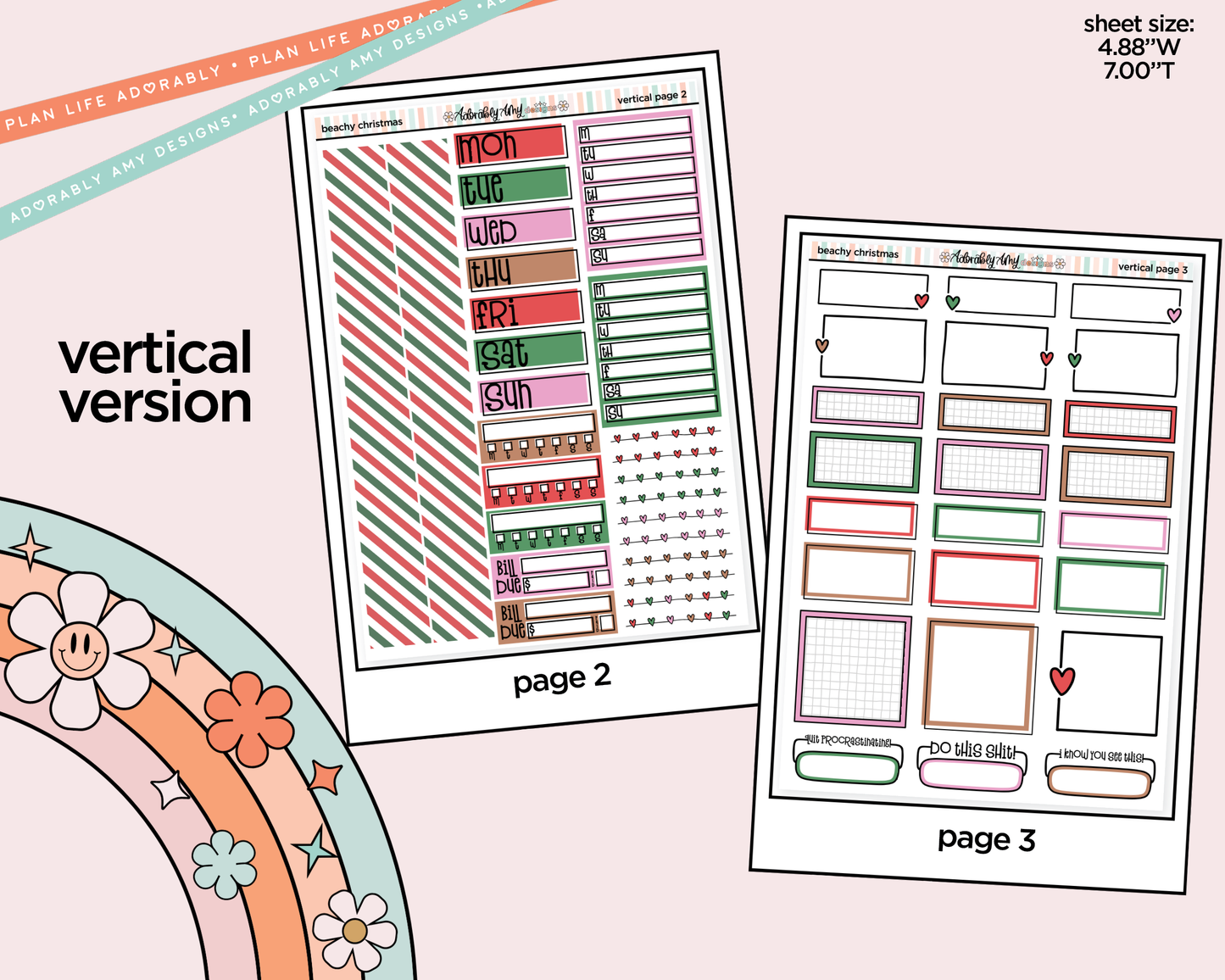 Vertical Beachy Christmas Kit for Vertical Standard Size Planners or Insert