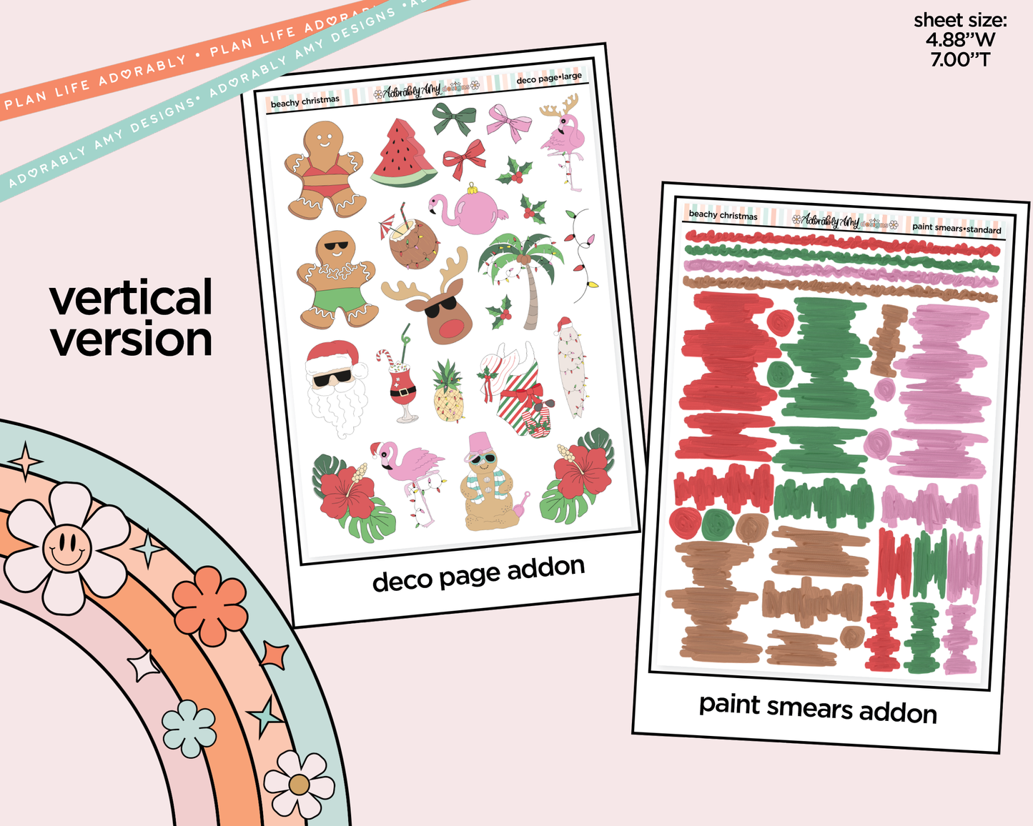 Vertical Beachy Christmas Kit for Vertical Standard Size Planners or Insert