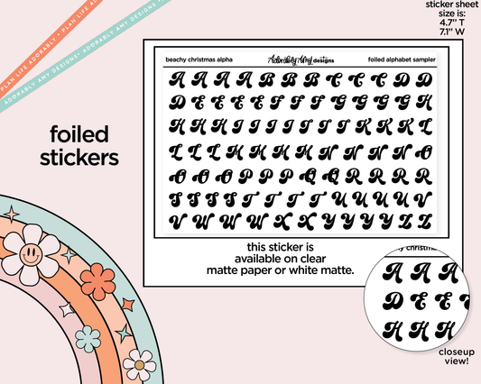 Foiled Beachy Christmas Alphabet Stickers Deco Typography Sampler Planner Stickers - Adorably Amy Designs