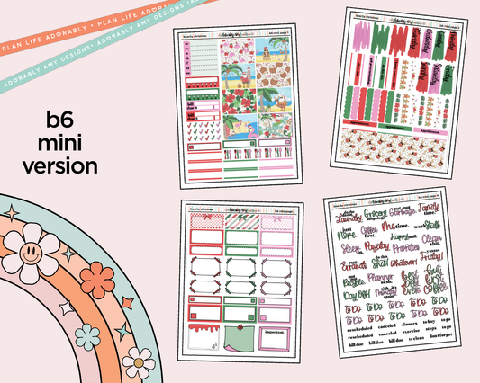 Mini B6 Beachy Christmas Weekly Planner Sticker Kit sized for ANY Vertical Insert