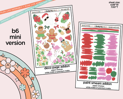 Mini B6 Beachy Christmas Weekly Planner Sticker Kit sized for ANY Vertical Insert