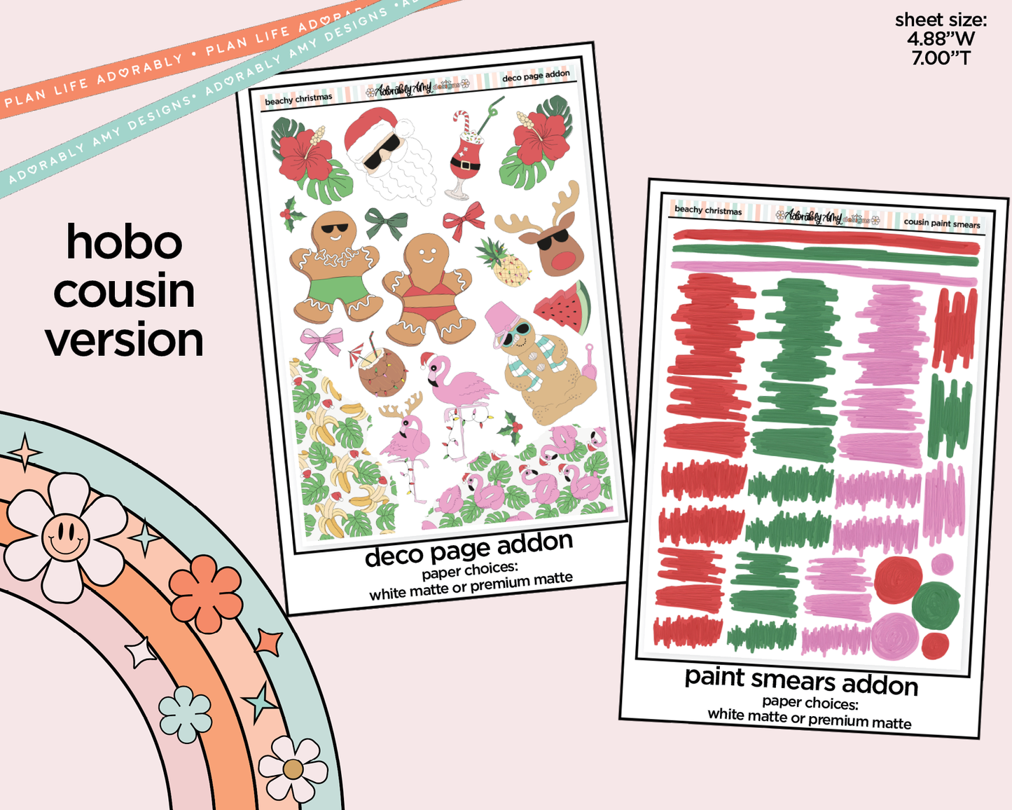 Hobonichi Cousin Weekly Beachy Christmas Planner Sticker Kit for Hobo Cousin or Similar Planners