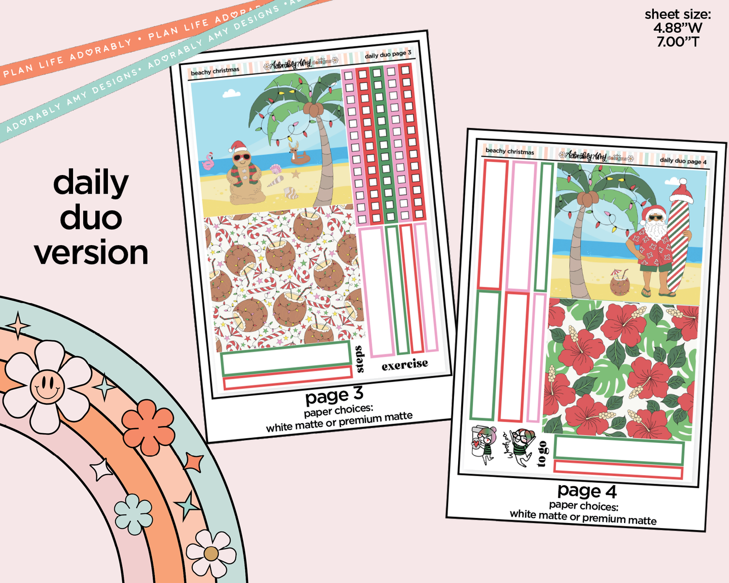 Daily Duo Beachy Christmas Weekly Planner Sticker Kit for Daily Duo Planner