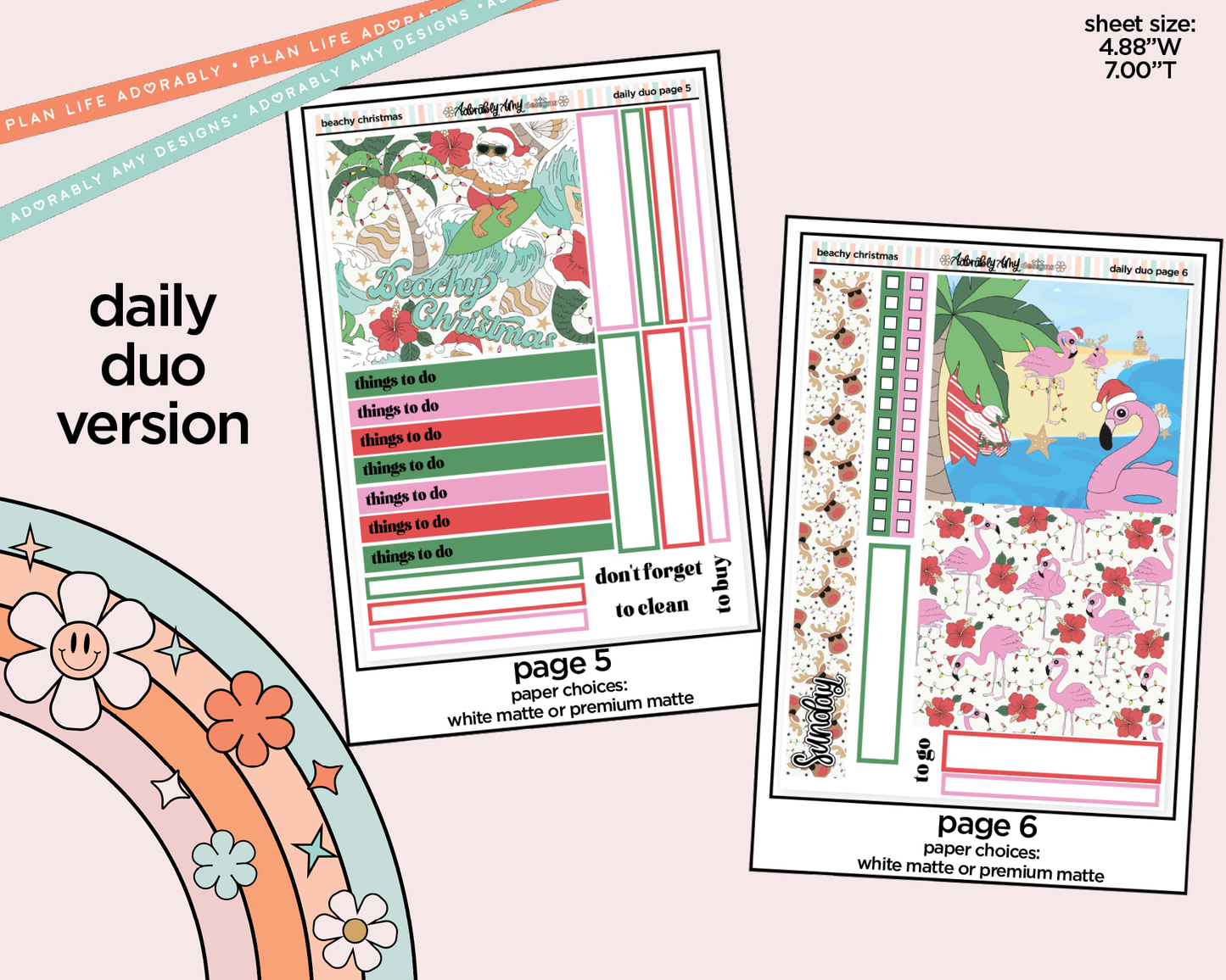 Daily Duo Beachy Christmas Weekly Planner Sticker Kit for Daily Duo Planner