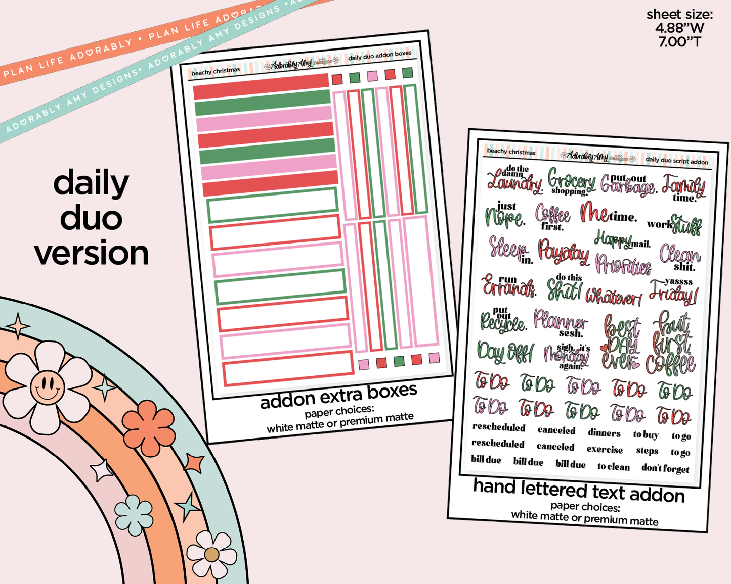 Daily Duo Beachy Christmas Weekly Planner Sticker Kit for Daily Duo Planner