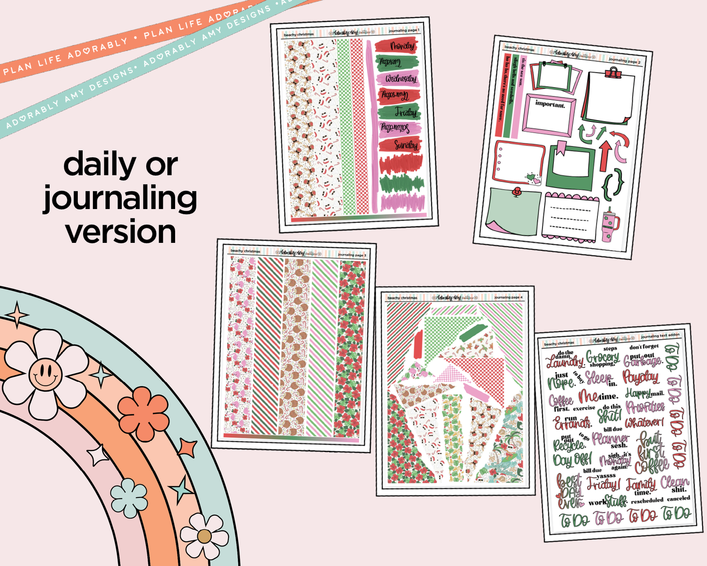 Journaling and Daily Planning Beachy Christmas Planner Sticker Kit