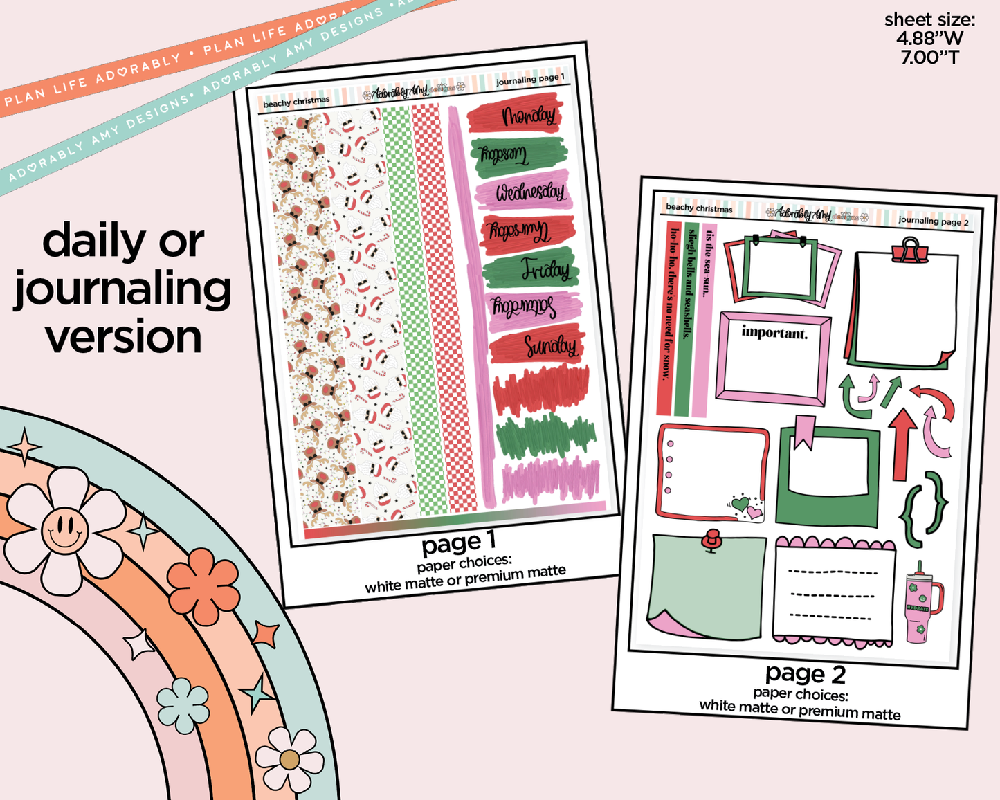 Journaling and Daily Planning Beachy Christmas Planner Sticker Kit