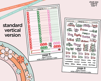 Vertical Beachy Christmas Weekly Sticker Kit for Vertical Standard Size Planners or Insert