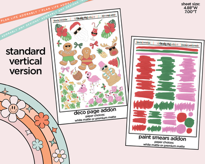 Vertical Beachy Christmas Weekly Sticker Kit for Vertical Standard Size Planners or Insert