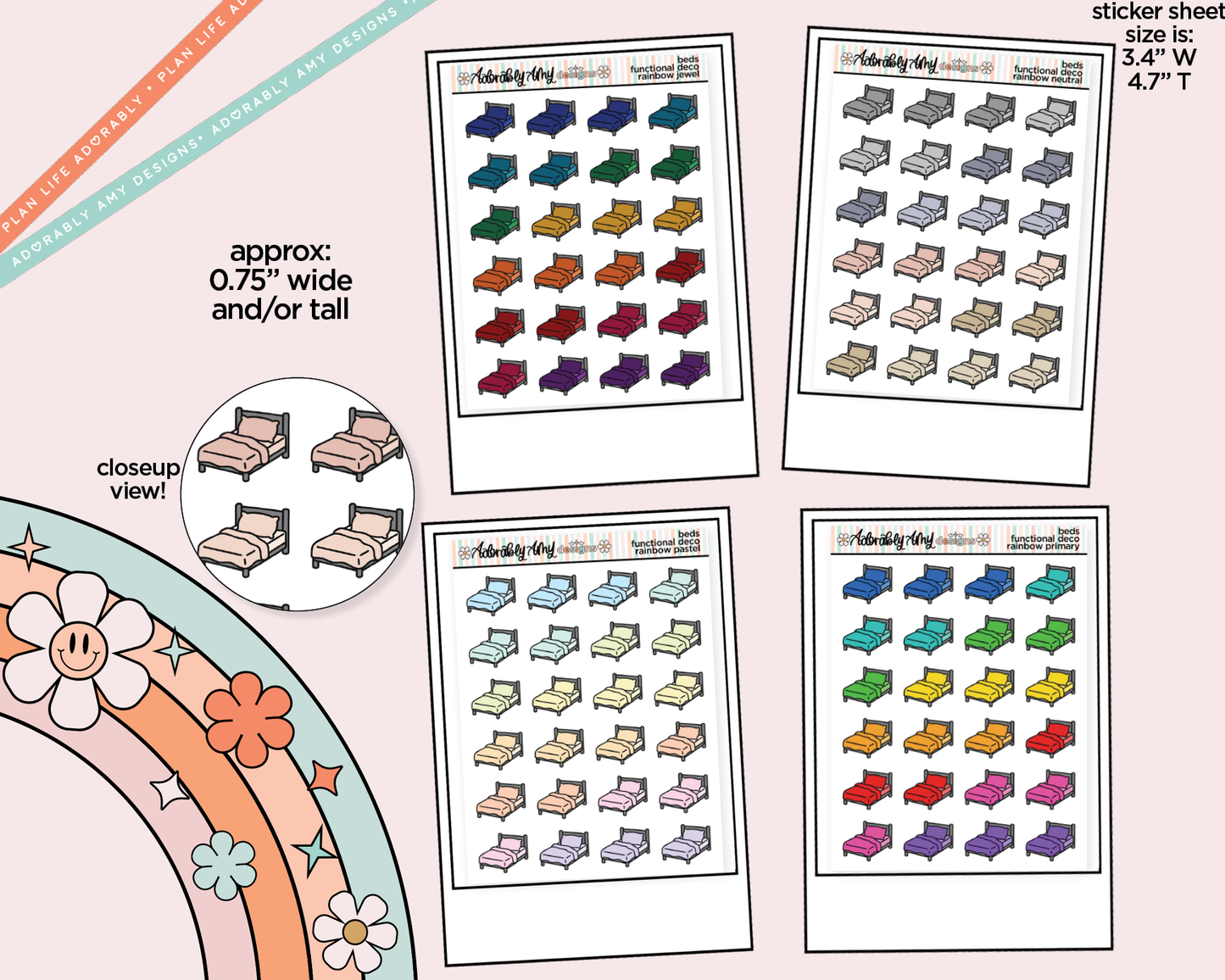 Rainbow Bed Doodled Icon Stickers