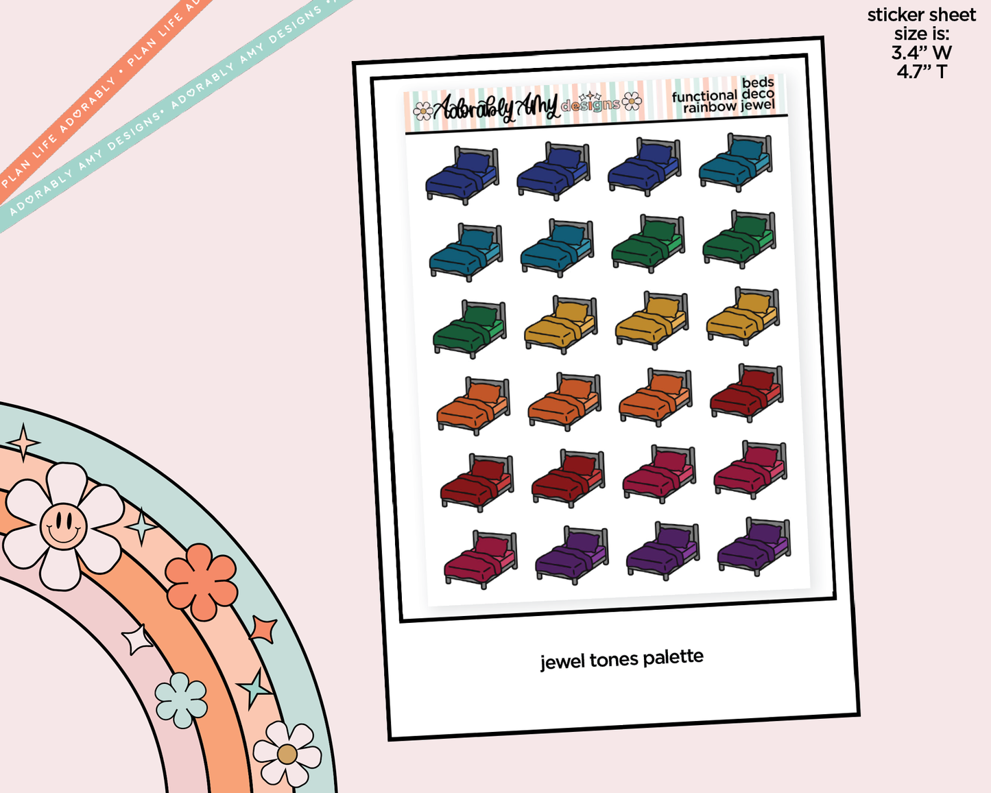 Rainbow Bed Doodled Icon Stickers