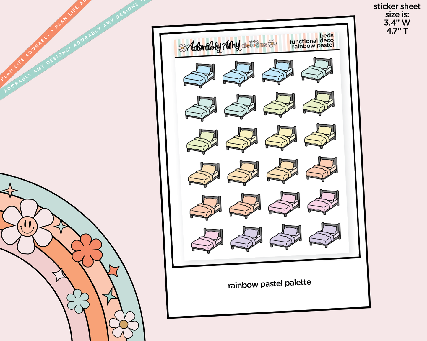 Rainbow Bed Doodled Icon Stickers
