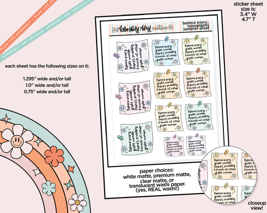 Behind Every Woman... Typography Sampler Planner Stickers