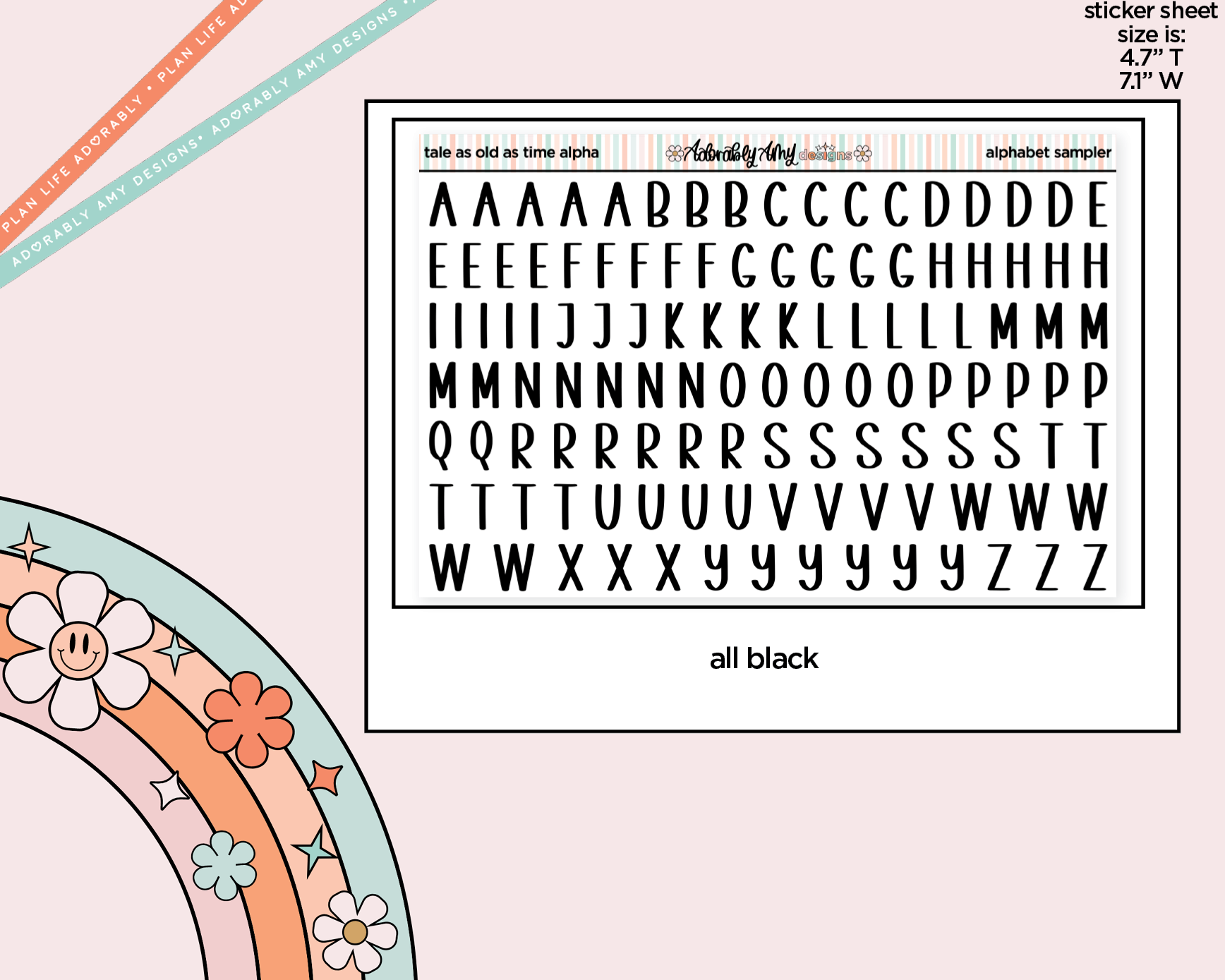 Tale as Old as Time Alphabet Stickers Deco Typography Sampler Planner Stickers - Adorably Amy Designs